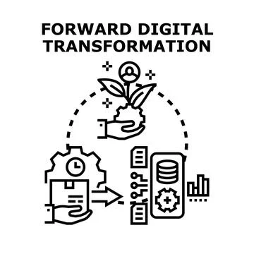 Digital transformation process moving business forward Stock Illustration