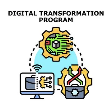 Digital transformation program concept implementing modern technology Stockillustratie