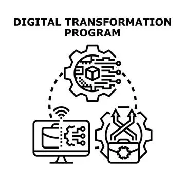 Digital transformation program concept implementing modern technology Stock Illustration