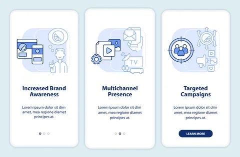 Digital transformation pros light blue onboarding mobile app screen Stock Illustration