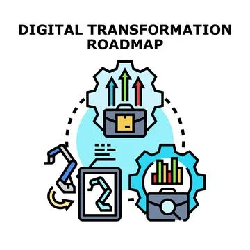 Digital transformation roadmap with business data optimization Stock Illustration