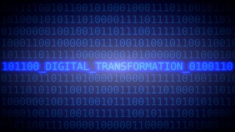 Digital transformation - rotating characters, blue variant. Seamless loop able Stock Footage 108651330