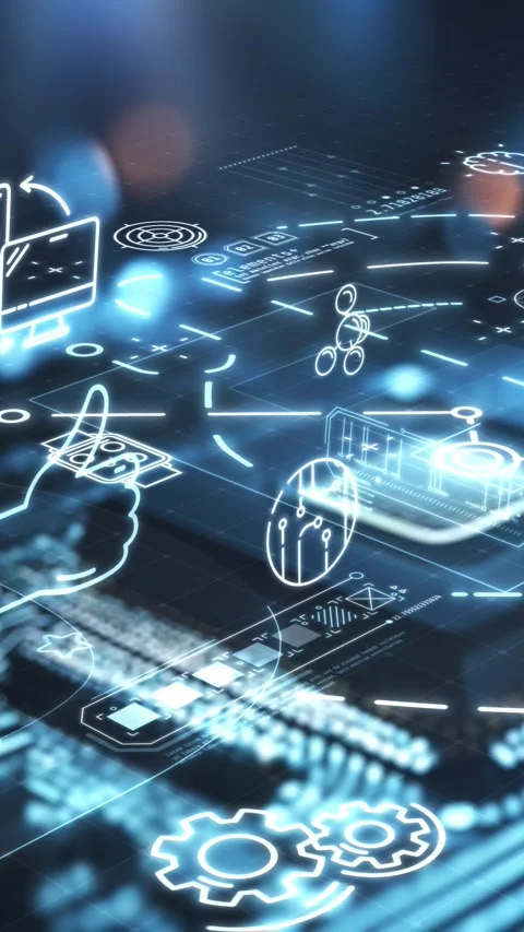 Digital transformation, showing software development and computer network Stock Footage 318268849