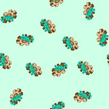 Digital transformation tech isometric icon seamless pattern イラスト素材