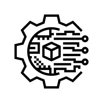 Digital transformation tech line icon vector illustration Illustrazione stock