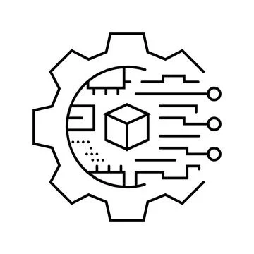 Digital transformation tech line icon vector illustration Illustrazione stock