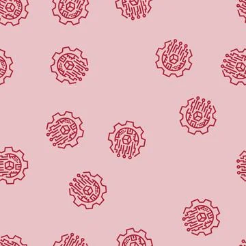 Digital transformation tech line seamless pattern Stock Illustration