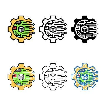 Digital transformation tech pack color icon vector イラスト素材