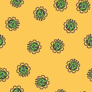 Digital transformation tech vector seamless pattern Stock Illustration
