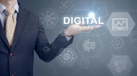 Digital transformation technology strategy, digitization and digitalization o Stock Photos
