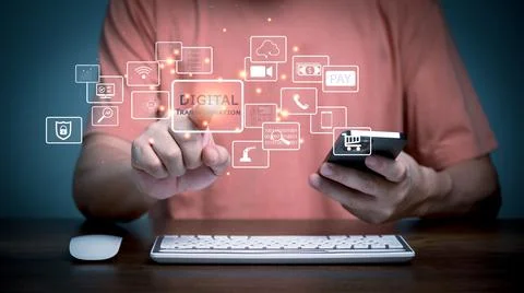 Digital transformation technology strategy, digitization and digitalization o Stock Photos