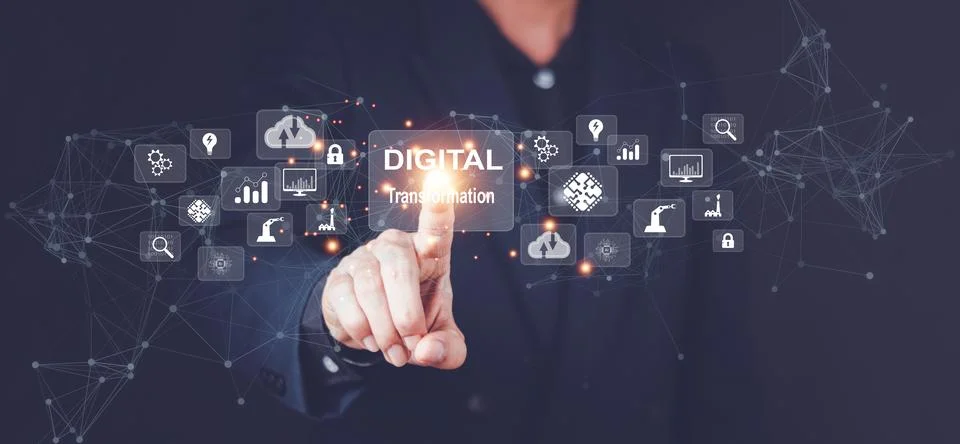 Digital transformation technology strategy, digitization and digitalization.. Stock Photos