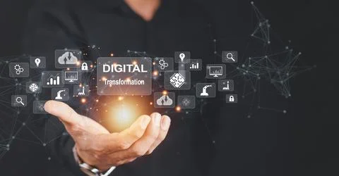 Digital transformation technology strategy, digitization and digitalization.. Stock Photos