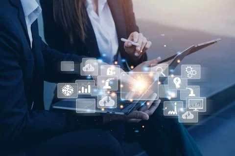 Digital transformation technology strategy, digitization and digitalization.. Stock Photos