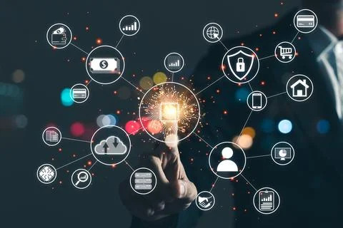 Digital transformation technology strategy,the transformation of ideas and .. Stockfoto's