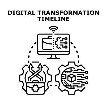 Digital transformation timeline process business technology development Stock Illustration