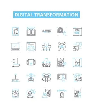 Digital transformation vector line icons set. Digital, Transformation Stock Illustration