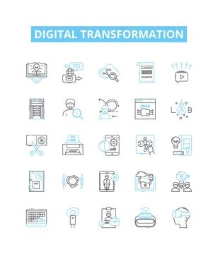 Digital transformation vector line icons set. Digital, Transformation Stock Illustration