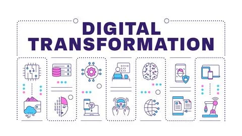 Digital transformation word concept isolated on white 스톡 일러스트