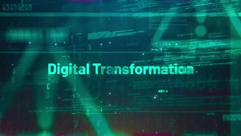 Digital Transformation Word on High Technology Futuristic Background Stock Footage 343463826