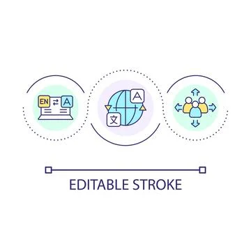 Digital translation services loop concept icon Stock Illustration