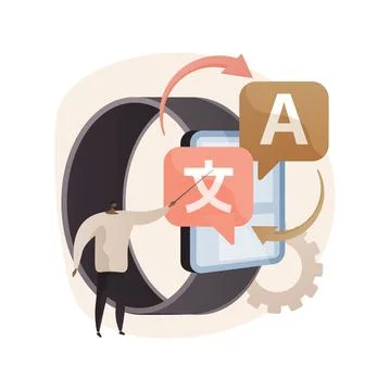 Digital translator abstract concept vector illustration. 스톡 일러스트