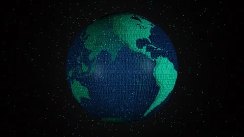 Digital transparent Earth rotation Stock Footage 111054146