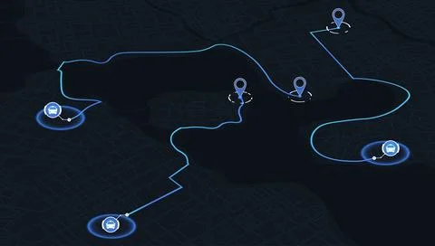 Digital transportation route path. Vector illustration. Taxi tracking Stock Illustration