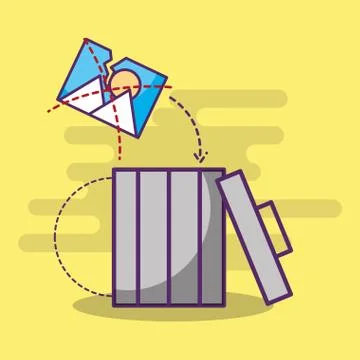 Digital trash can garbage broken photo Stock Illustration