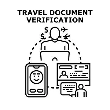 Digital travel document verification online service concept Illustrazione stock