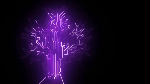 Digital Tree of Cyber Information. Stock Footage 91066645