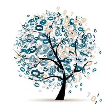 Digital tree logo colorful, code and program Stock Illustration