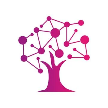 Digital Tree logo design. Technology, nature, wireless, internet, network vector Stock Illustration