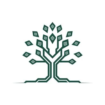 Digital Tree Logo Design Technology Network Symbol Illustrazione stock