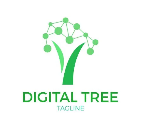 Digital tree vector logo template design Stock Illustration