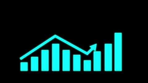 Digital trend line chart displays real time corporate analytics. Interactiv.. Stock Footage 337370601