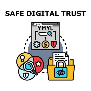 Digital trust concept securing important information online and data Stock Illustration