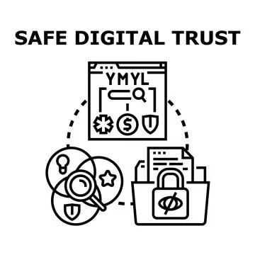 Digital trust concept securing important information online and data Stock Illustration