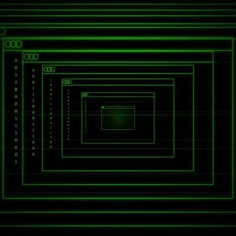 Digital Tunnel of Binary Code: Futuristic Data Flow and Technology Concept Stock Footage 347260073