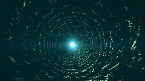 A digital tunnel with a central light streaks. Video stock 288897714