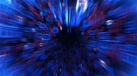 Digital tunnel - fast flight through the binary code, LOOP Stock Footage 715146