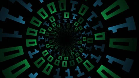 Digital tunnel of numbers flows into the darkness Stock Footage 340272242
