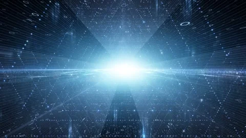 Digital tunnel technology with glow shiny binary numbers animation Stock Footage 337243128
