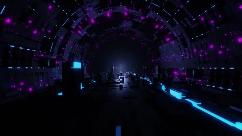 Digital Tunnel Vortex Glowing Pink and Blue Loop Motion Background Stock Footage 316827891