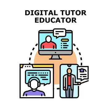 Digital tutor educator providing online learning education Stock Illustration