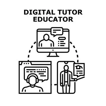 Digital tutor educator providing online learning education Stock Illustration