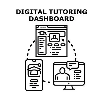 Digital tutoring dashboard connecting students and teachers online Stock Illustration