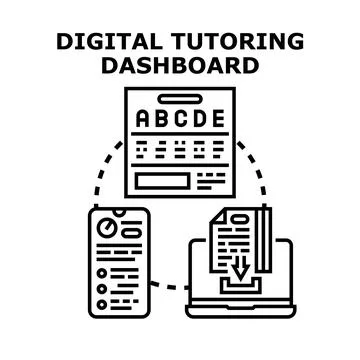 Digital tutoring dashboard interface online education Stock Illustration