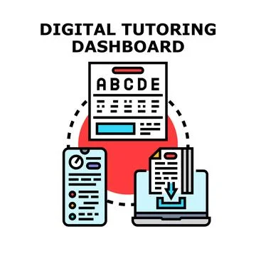 Digital tutoring dashboard interface online education Stock Illustration
