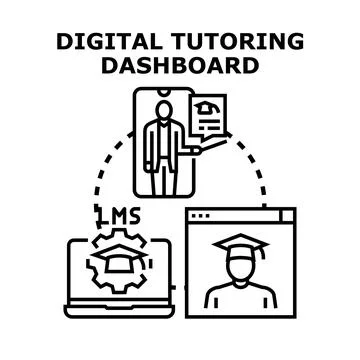 Digital tutoring dashboard interface with online education system Stock Illustration